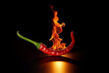 Papier peint photo Piments forts Cayenne enflammé saveur épicée intense  © Andreas