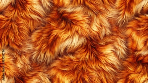 Luxurious red fox fur texture in warm orange tones for fashion and design photo