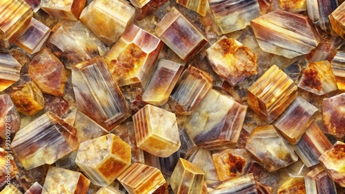 Cacoxenite crystal formation in purple and golden hues for metaphysical and decorative purposes photo