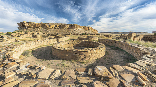 Ancient Ruins of Chaco Canyon Under a Dramatic Sky in New Mexico