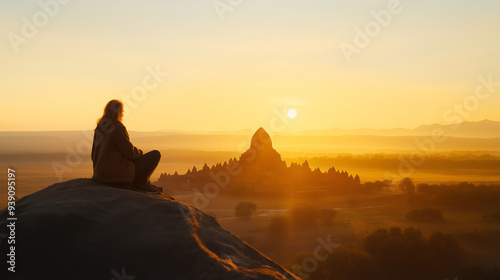 A lone traveler standing in...