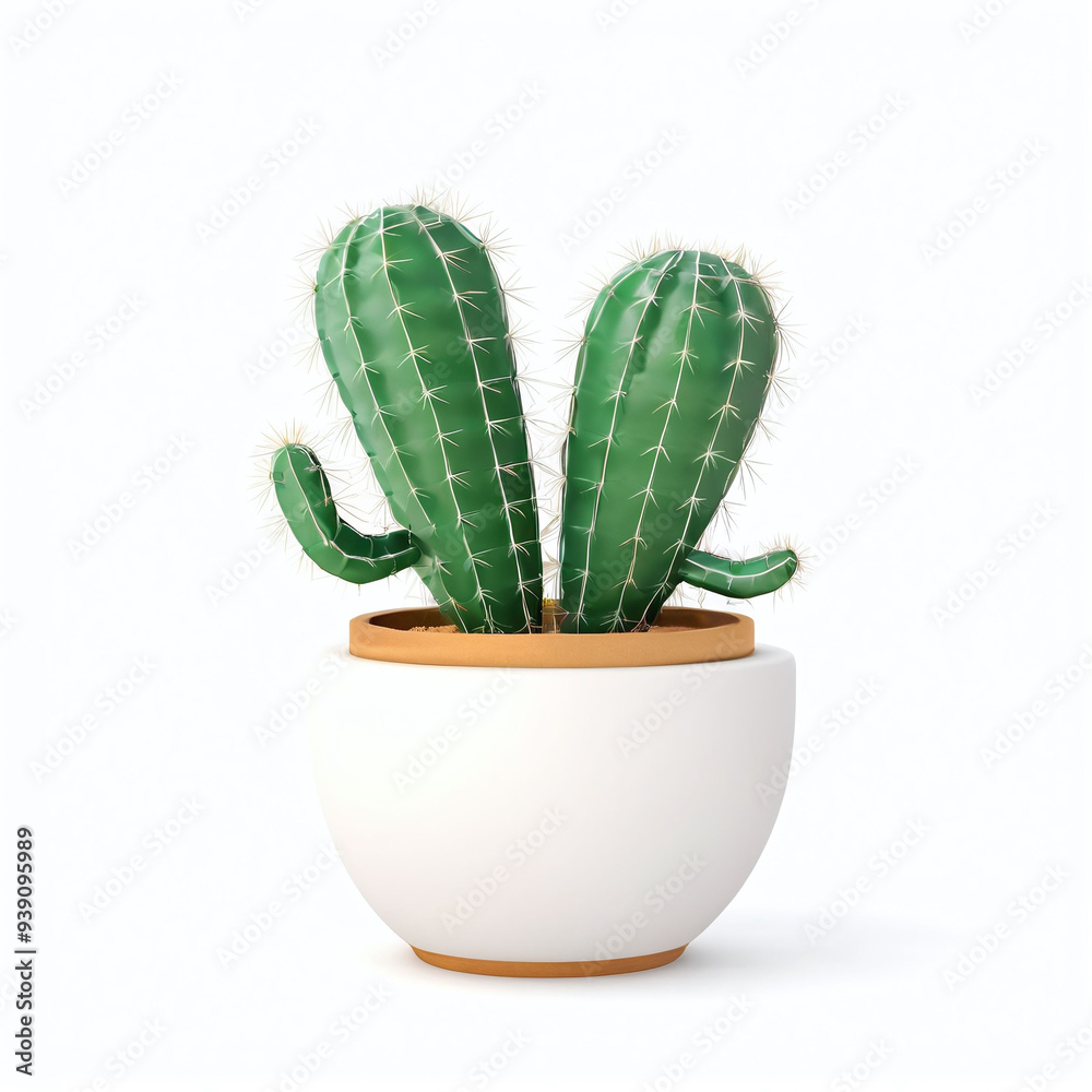 Simple 3D render of cactus or succulent plant in the pot or vase isolated in white background Simple 3D render of cactus or succulent plant in the pot or vase isolated in white background