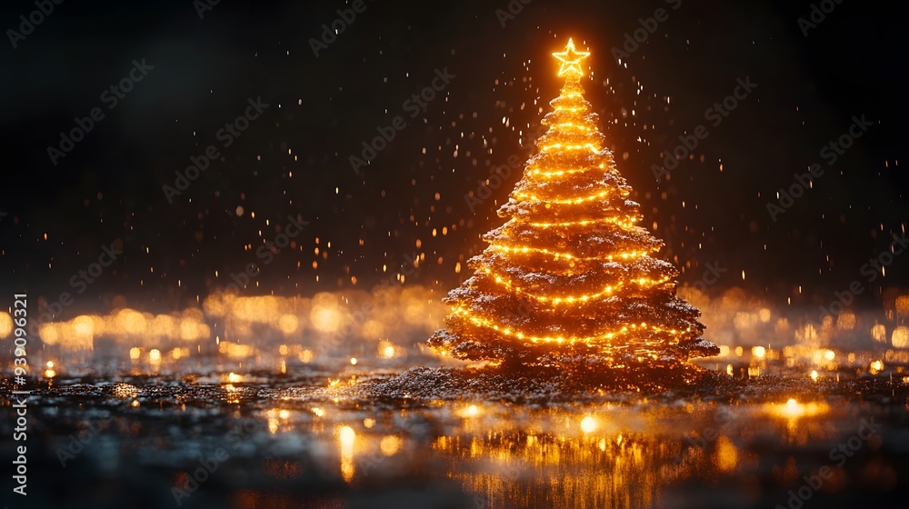 Golden Glow: Enchanting Christmas Tree Illuminated with Warm Honey-Like Lights Golden Glow: Enchanting Christmas Tree Illuminated with Warm Honey-Like Lights