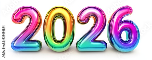 Colorful 3D Text for New Year 2026