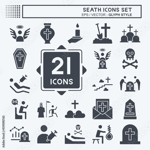Icon Set Seath. related to Death symbol. glyph style. simple illustration