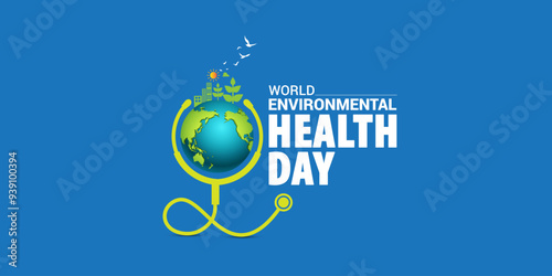World Environmental Health Day creative green natural ecological eco-friendly concept idea design background social media banner poster web, World Health Day. Global Health Awareness Concept.