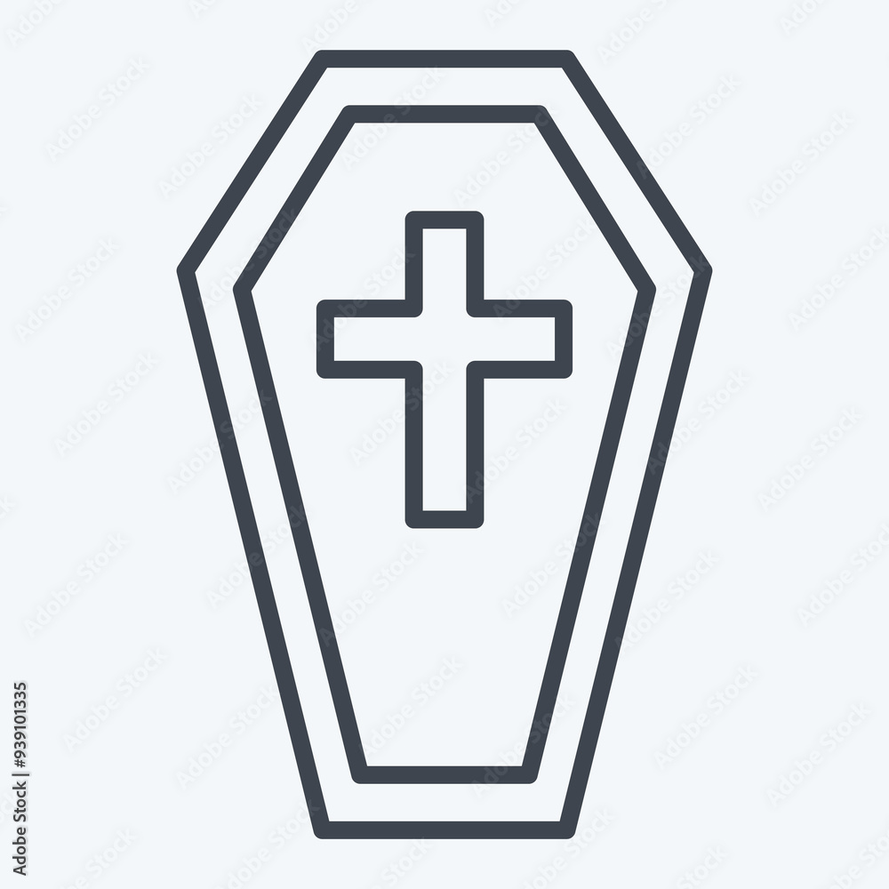 Icon Coffin. related to Seath symbol. line style. simple illustration Icon Coffin. related to Seath symbol. line style. simple illustration