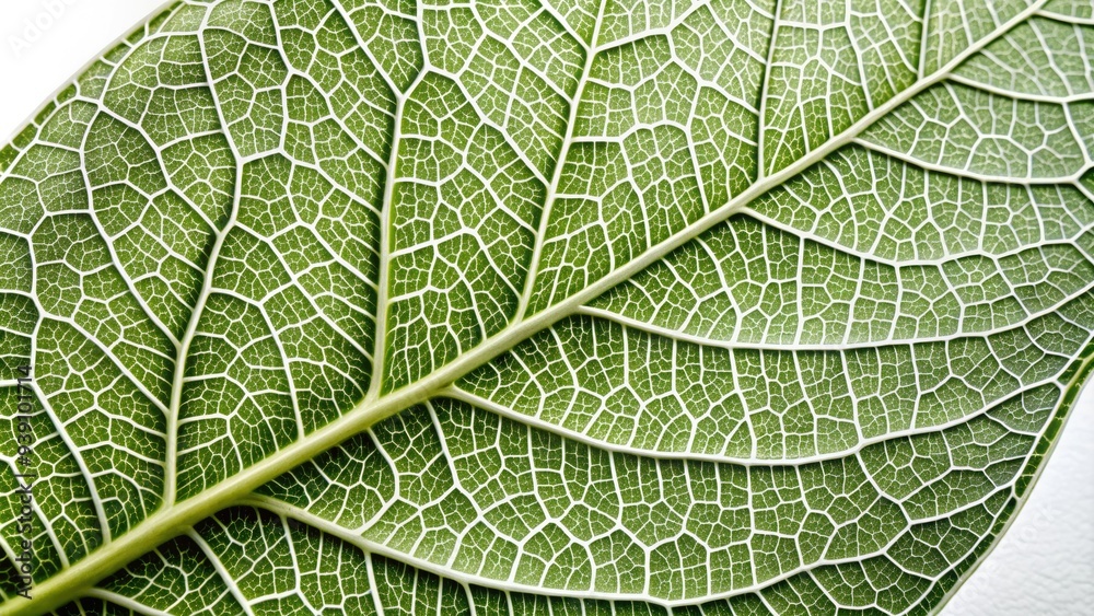Delicate, intricate patterns of a leaf's veins stand out against a clean, crisp white background, showcasing the natural beauty of the plant's textured surface. Delicate, intricate patterns of a leaf's veins stand out against a clean, crisp white background, showcasing the natural beauty of the plant's textured surface.