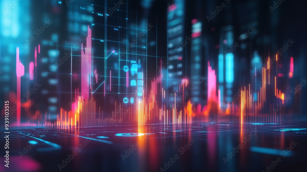 Business analysis involving big data displayed on a screen showcasing economic growth with financial graphs The concept revolves around a virtual dashboard integrating digital marketing Business analysis involving big data displayed on a screen showcasing economic growth with financial graphs The concept revolves around a virtual dashboard integrating digital marketing