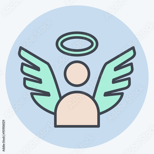Icon Angel. related to Seath symbol. color mate style. simple illustration
