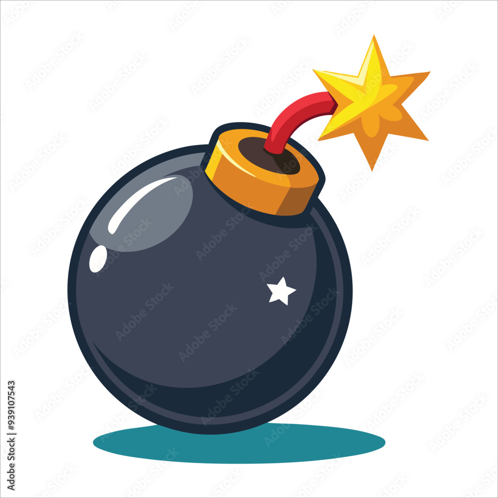 Floating Cartoon Bomb Vector Icon Illustration - Holiday Object Concept Isolated Flat Design