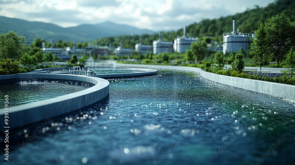 Urban water management system with reservoirs, treatment plants, and ...