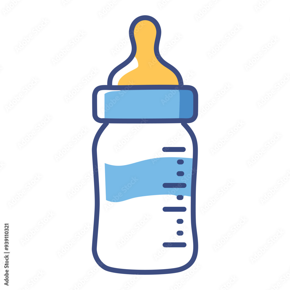 custom made wallpaper toronto digitalBaby bottle icon. Simple and cute infant feeding bottle clipart illustration. Features a blue and yellow design with milk or formula inside.