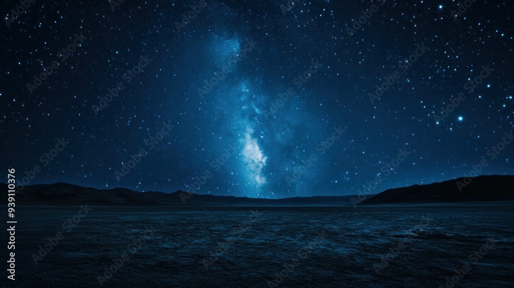Milky Way Over Silhouetted Mountain Range and Desert Landscape at Night Milky Way Over Silhouetted Mountain Range and Desert Landscape at Night