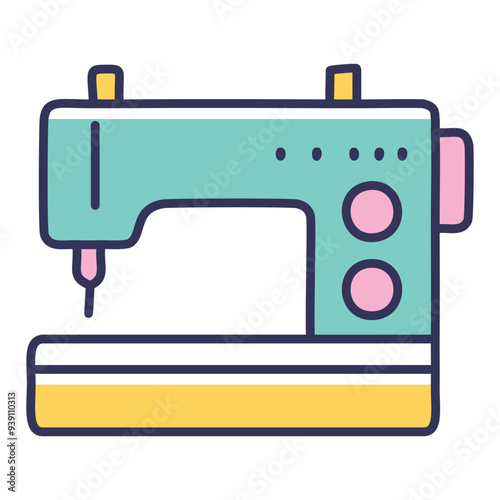 Electric sewing machine icon. Colorful illustration of a sewing machine, ideal for projects related to tailoring, dressmaking, crafts, and textile arts.