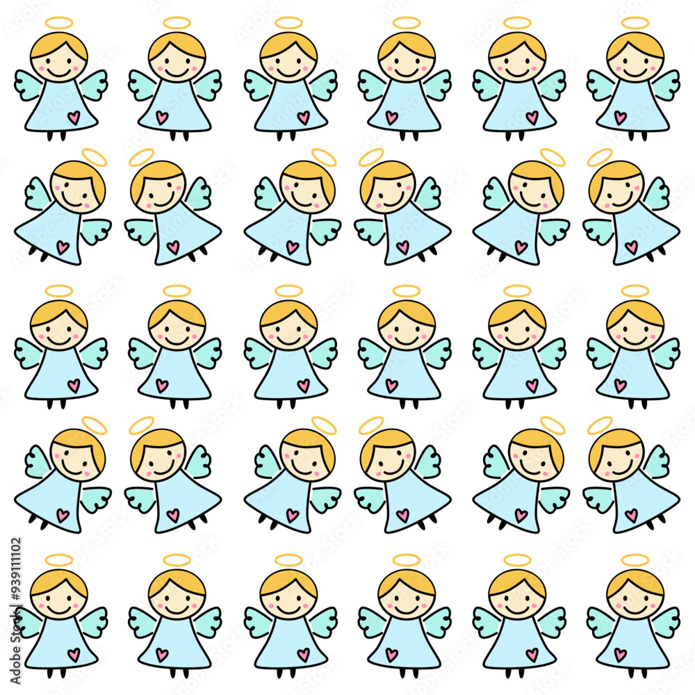DOODLE BLUE ANGELS PATTERN TEXTURE BACKGROUND VECTOR DOODLE BLUE ANGELS PATTERN TEXTURE BACKGROUND VECTOR