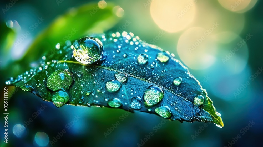 Dewdrop on a Leaf with Bokeh Background Dewdrop on a Leaf with Bokeh Background