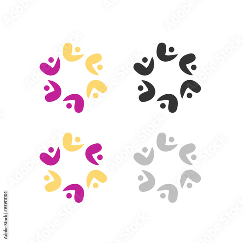 COLORFUL PEOPLE TOGETHER TEAM TEAMWORK UNION VECTOR ISOLATED ON WHITE