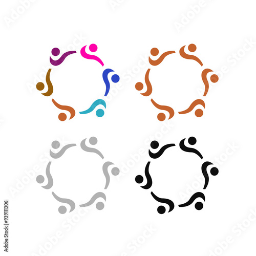 COLORFUL PEOPLE TOGETHER TEAM TEAMWORK UNION VECTOR ISOLATED ON WHITE