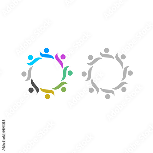 COLORFUL PEOPLE TOGETHER TEAM TEAMWORK UNION VECTOR ISOLATED ON WHITE