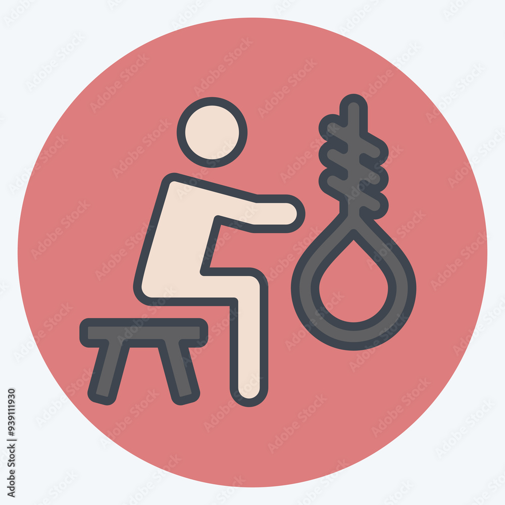 Icon Suicide. related to Seath symbol. color mate style. simple illustration Icon Suicide. related to Seath symbol. color mate style. simple illustration