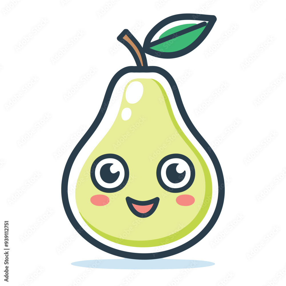 Happy pear character design. Cute and cheerful pear character illustration, perfect for branding, design projects, and social media.