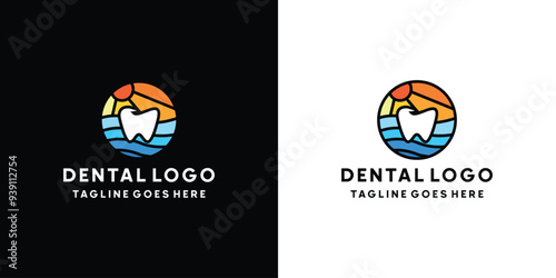 Dental Sun Logo Creative Vector Design