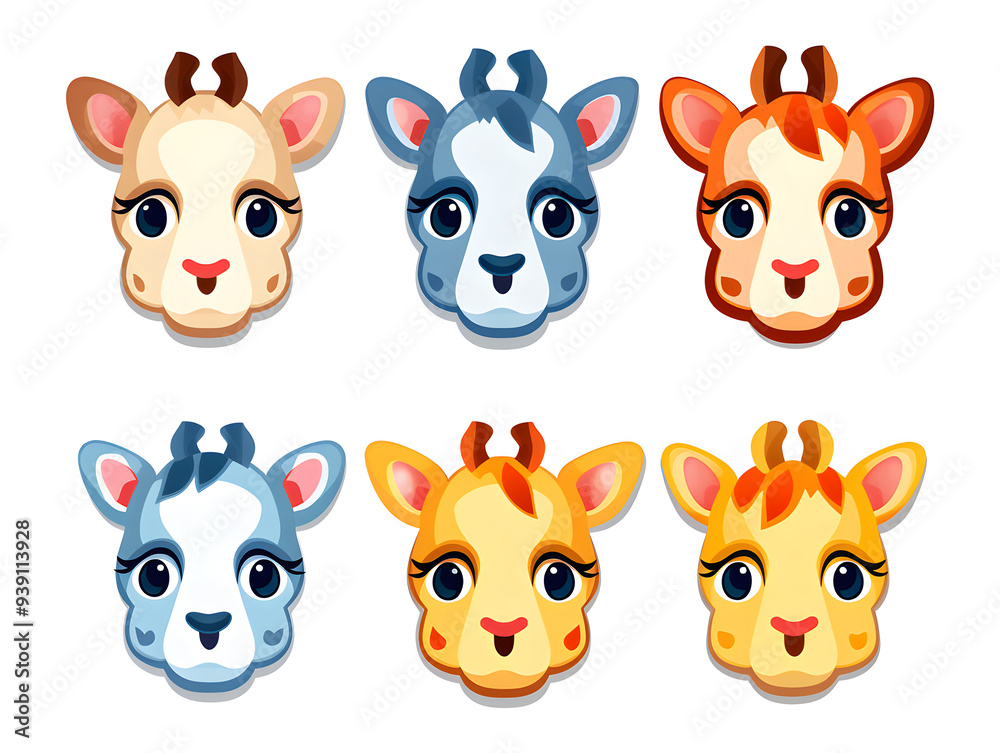 giraffe head kawaii stickers with vibrant color giraffe head kawaii stickers with vibrant color