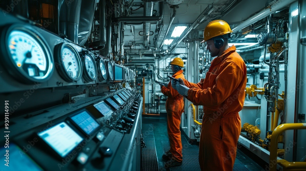 High-Tech Surveillance: Engineers Overseeing Operations in Ultra HD on Offshore Oil Rig High-Tech Surveillance: Engineers Overseeing Operations in Ultra HD on Offshore Oil Rig
