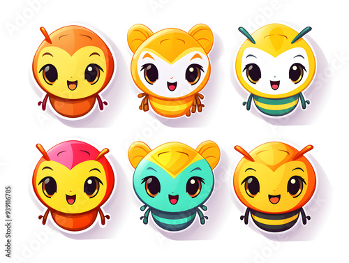 Hornet kawaii stickers with vibrant color