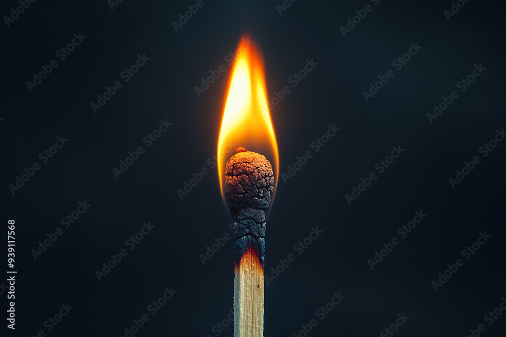 A burning matchstick symbolizing patience, depicted with a glowing flame and a wooden stem A burning matchstick symbolizing patience, depicted with a glowing flame and a wooden stem