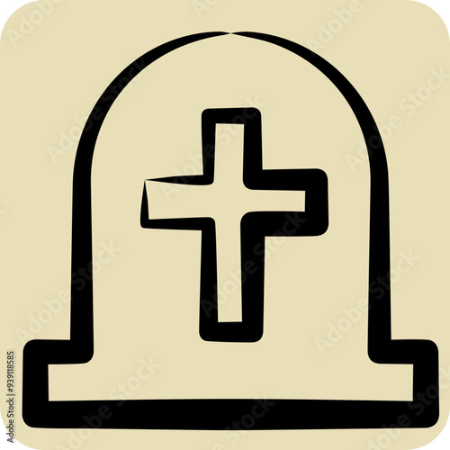 Icon Tombstone. related to Seath symbol. hand drawn style. simple illustration