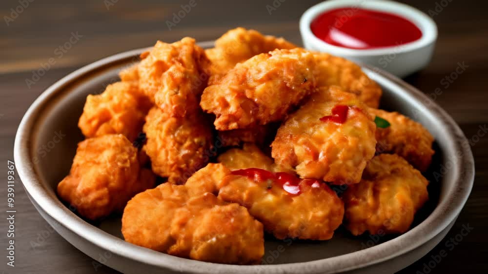 Deliciously crispy chicken bites ready to be savored Deliciously crispy chicken bites ready to be savored
