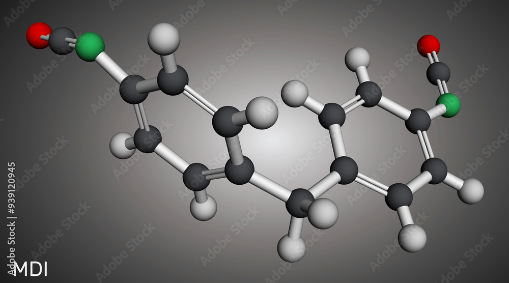 Φωτογραφία Methylene diphenyl diisocyanate, MDI molecule