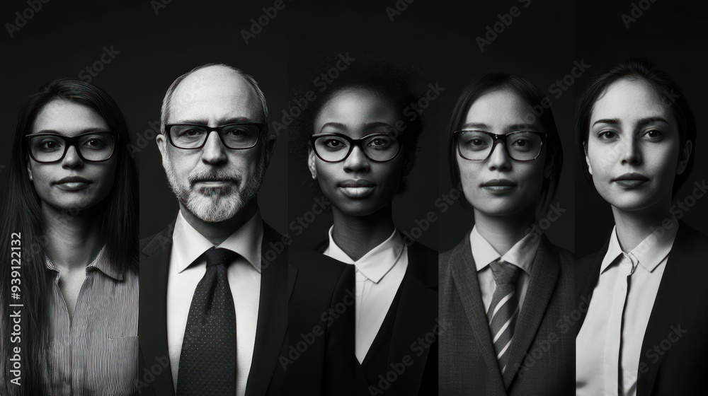 Diverse Group of Professionals in Suits and Glasses Diverse Group of Professionals in Suits and Glasses