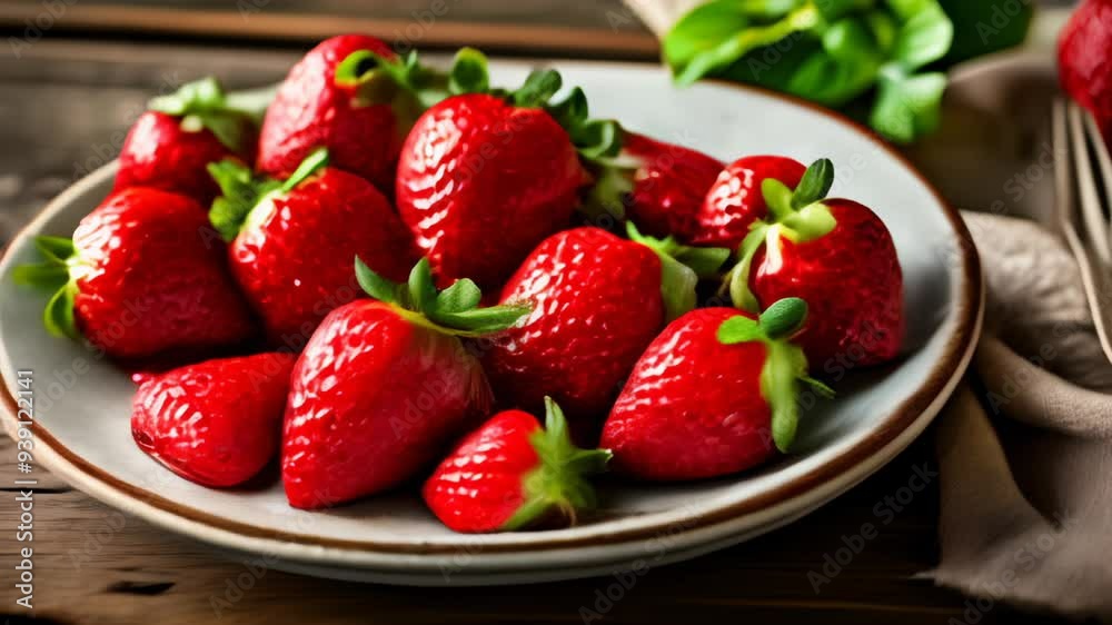 Deliciously ripe strawberries ready to be savored Deliciously ripe strawberries ready to be savored