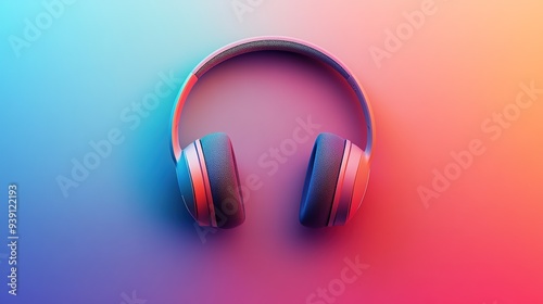 Abstract Headphone Design: Clean, Geometric Shapes and Minimalistic Lines with a Smooth Gradient Transitioning Between Colors.