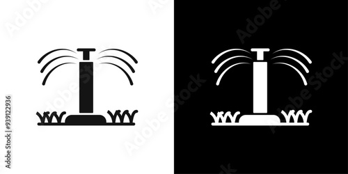 Automatic irrigation sprinklers icon Flat vector set outline