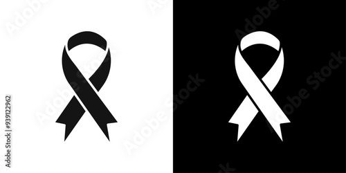 Awareness ribbon icon Flat vector set outline