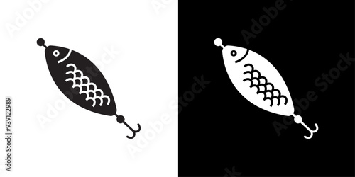 Bait Fishing Minnow icon Flat vector set outline