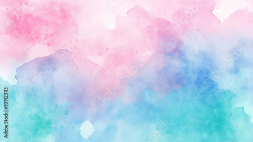 Soft pastel watercolor abstract background with pink and turquoise hues for creative projects
