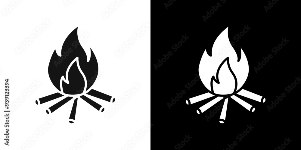 Campfire icon Flat vector set outline Campfire icon Flat vector set outline