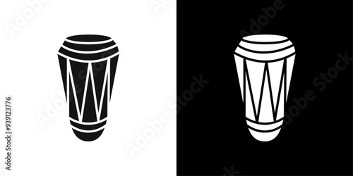 Conga drum icon Flat vector set outline
