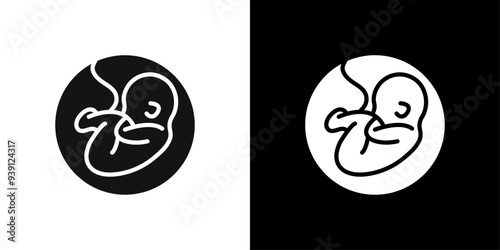 Embryo Child icon Flat vector set outline