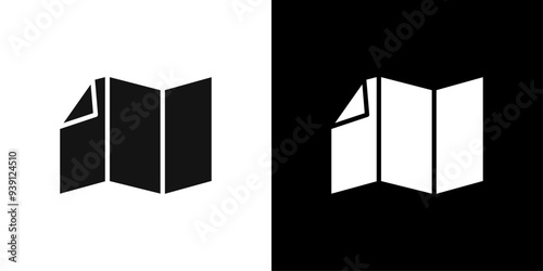 Folded Paper Icon Flat vector set outline