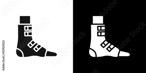 Foot splint icon Flat vector set outline