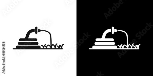 garden hose icon Flat vector set outline