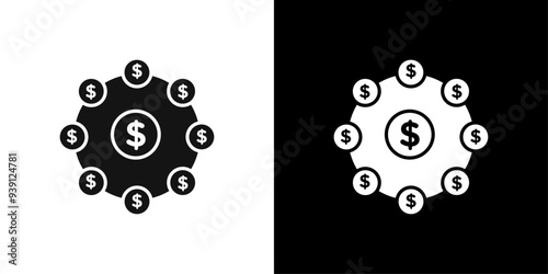 hedge fund icon Flat vector set outline