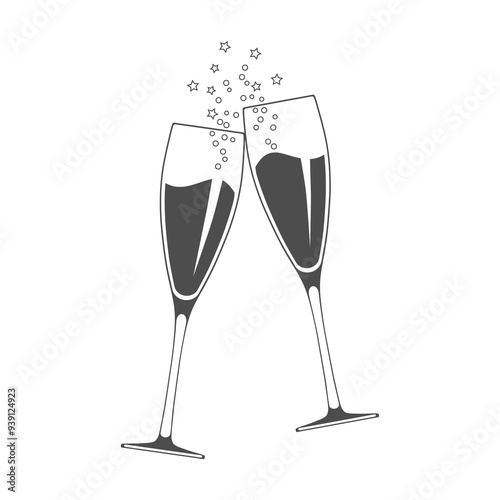 Two clinking glasses icon. Vector illustration.