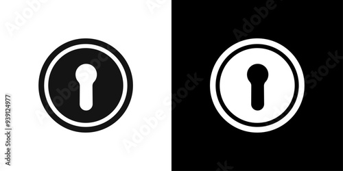 key hole icon Flat vector set outline